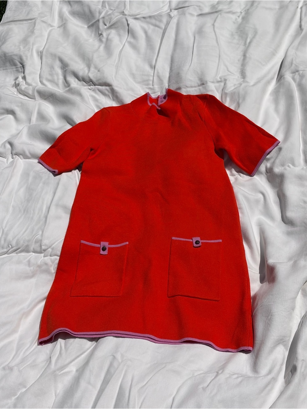 Anthropologie Maeve Bright Orange/Red Retro 60’s Short Sleeve Knit Dress